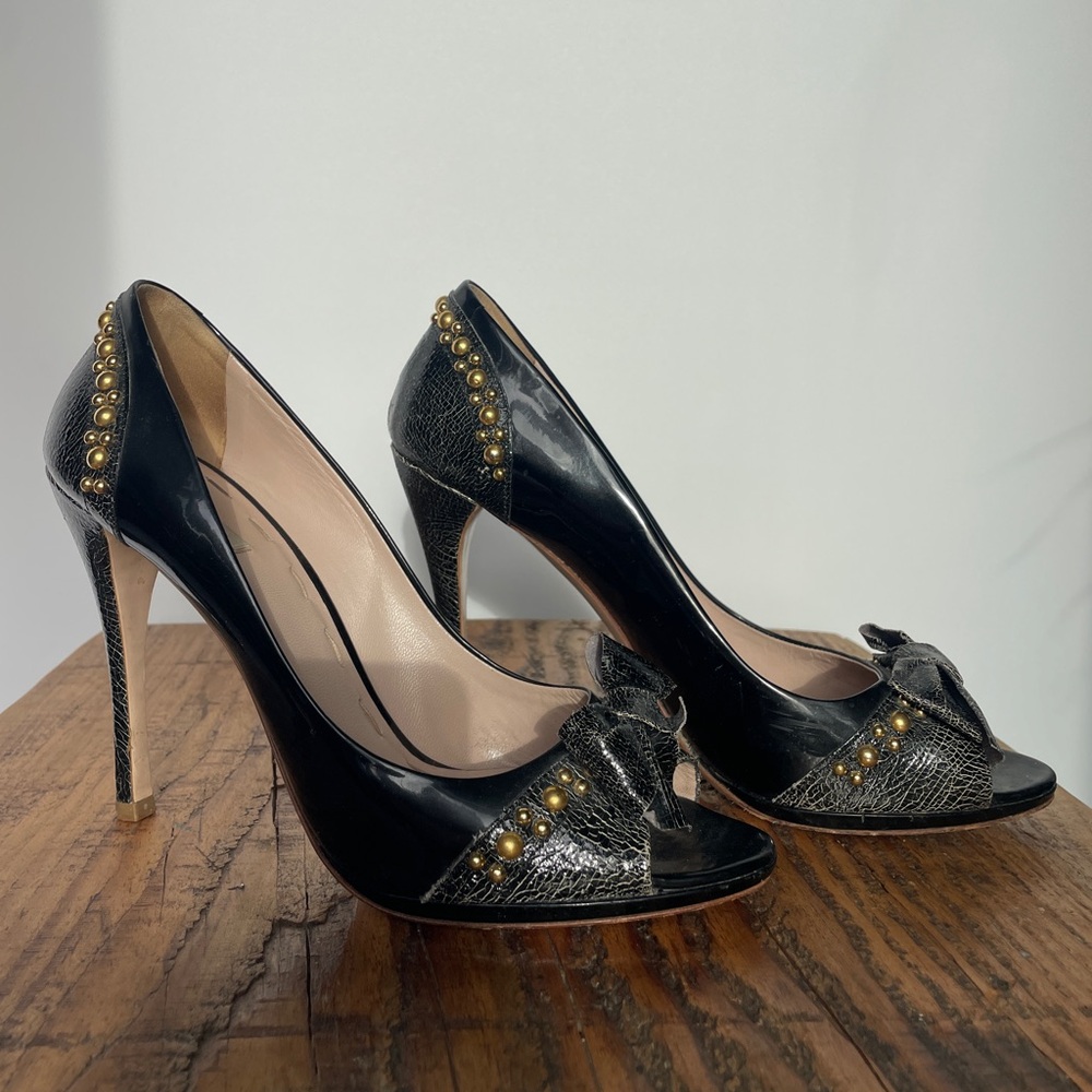 Miu Miu Black Heels with Gold Studs